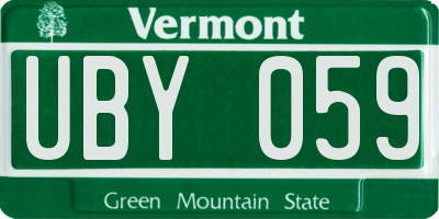 VT license plate UBY059
