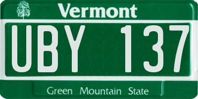 VT license plate UBY137
