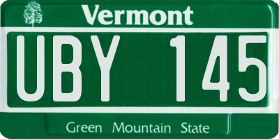 VT license plate UBY145