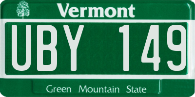 VT license plate UBY149