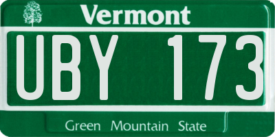 VT license plate UBY173