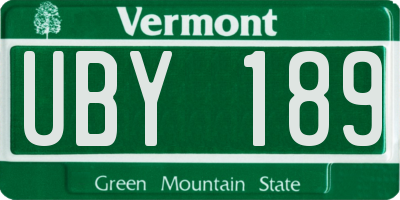 VT license plate UBY189