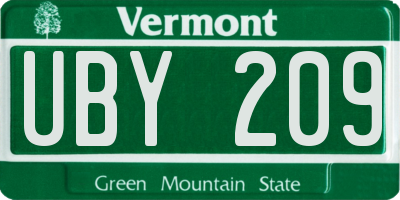 VT license plate UBY209