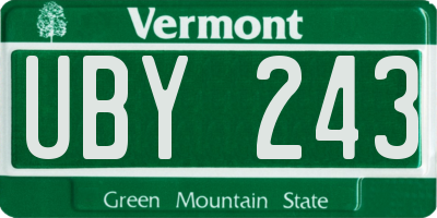 VT license plate UBY243