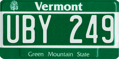 VT license plate UBY249