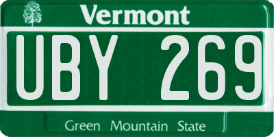 VT license plate UBY269