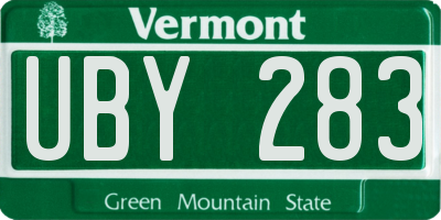 VT license plate UBY283