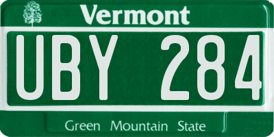 VT license plate UBY284