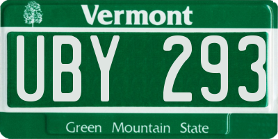 VT license plate UBY293
