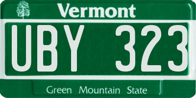 VT license plate UBY323