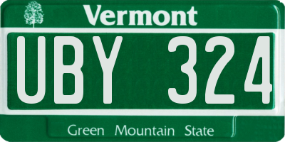 VT license plate UBY324