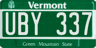 VT license plate UBY337