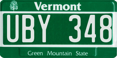 VT license plate UBY348