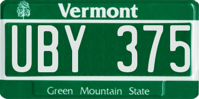 VT license plate UBY375