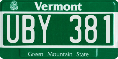 VT license plate UBY381