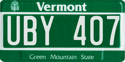 VT license plate UBY407