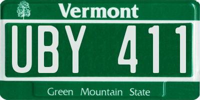 VT license plate UBY411