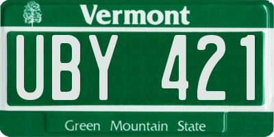 VT license plate UBY421