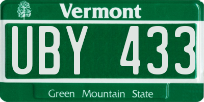 VT license plate UBY433