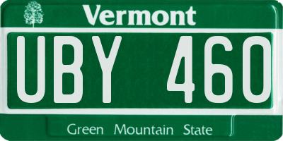 VT license plate UBY460