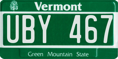 VT license plate UBY467