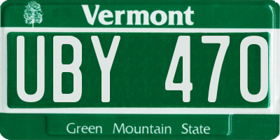 VT license plate UBY470
