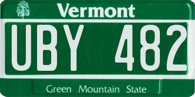 VT license plate UBY482