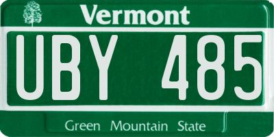 VT license plate UBY485