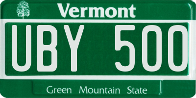 VT license plate UBY500