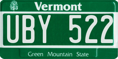 VT license plate UBY522
