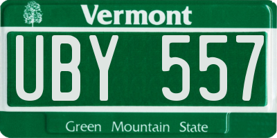 VT license plate UBY557