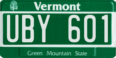 VT license plate UBY601