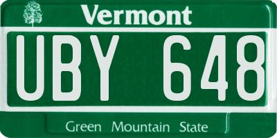 VT license plate UBY648