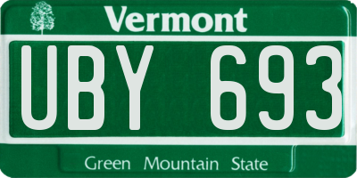 VT license plate UBY693