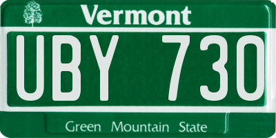 VT license plate UBY730
