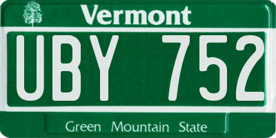 VT license plate UBY752