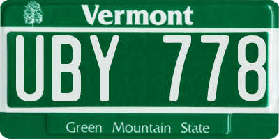 VT license plate UBY778