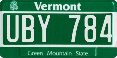 VT license plate UBY784
