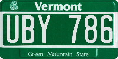 VT license plate UBY786