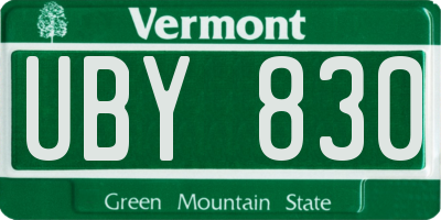 VT license plate UBY830