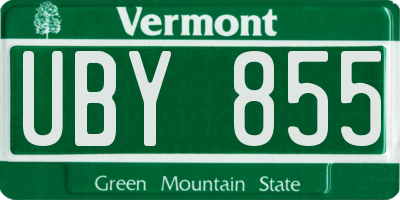 VT license plate UBY855