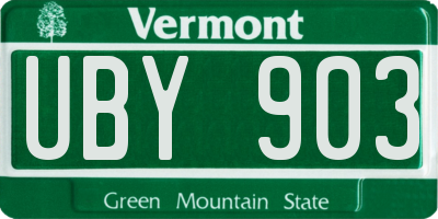 VT license plate UBY903