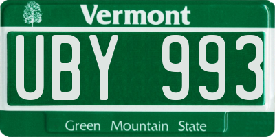 VT license plate UBY993