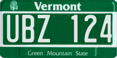 VT license plate UBZ124