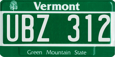 VT license plate UBZ312
