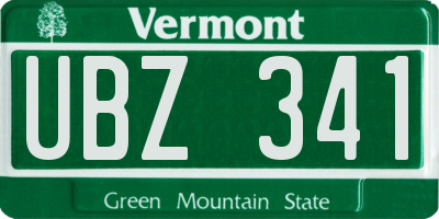 VT license plate UBZ341
