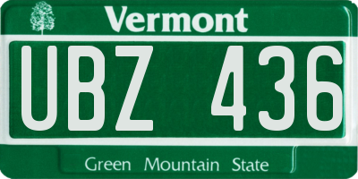 VT license plate UBZ436