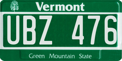 VT license plate UBZ476