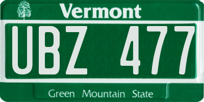 VT license plate UBZ477