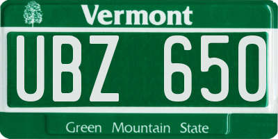 VT license plate UBZ650
